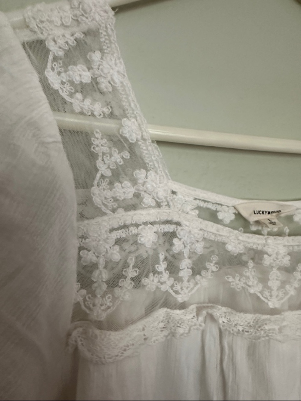 Lucky Brand White Lace Yoke Blouse - Picture 4 of 4